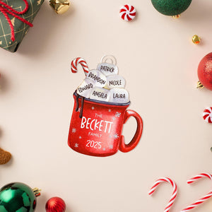 Hot Cocoa Cup Marshmallow - Personalized Family Ornament Christmas Decoration