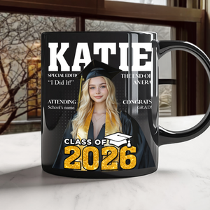 Congratulations Class Of 2026 Magazine Black Mug- Personalized Custom Mug