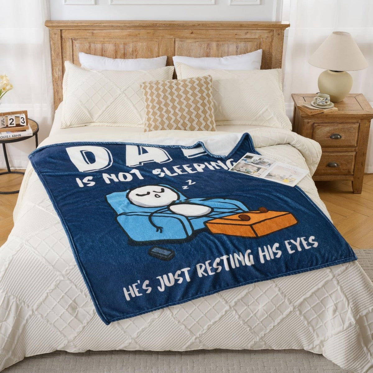 Dad Is Not Sleeping, Personalized Custom Blanket, Funny Dad Blanket Gifts for Husband
