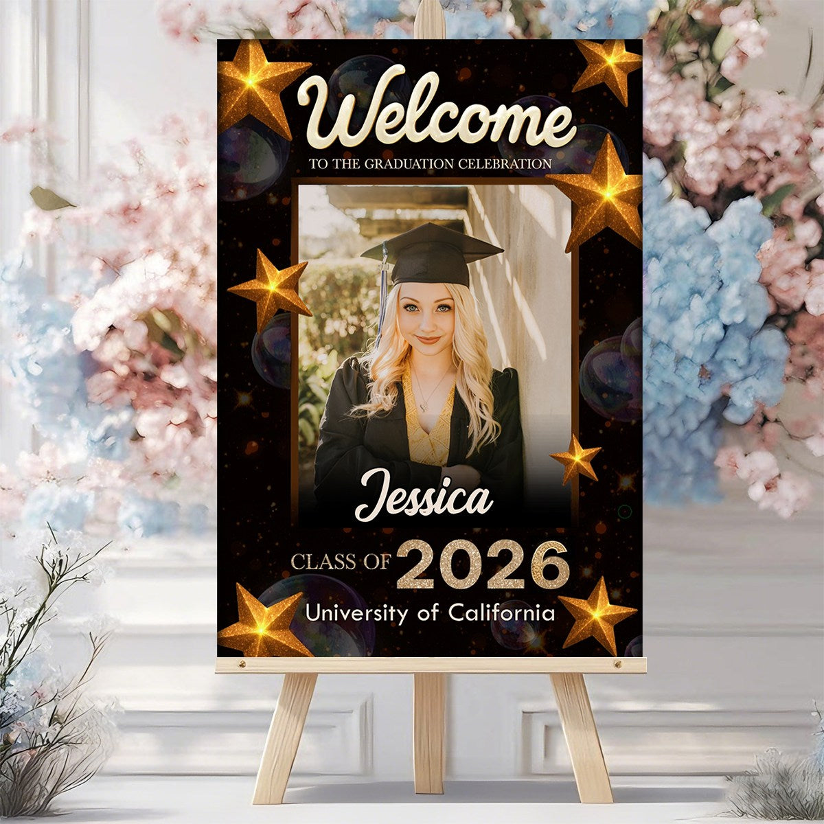 Welcome To Graduation Celebration Custom Star Party Welcome Sign - Personalized Graduation Decoration