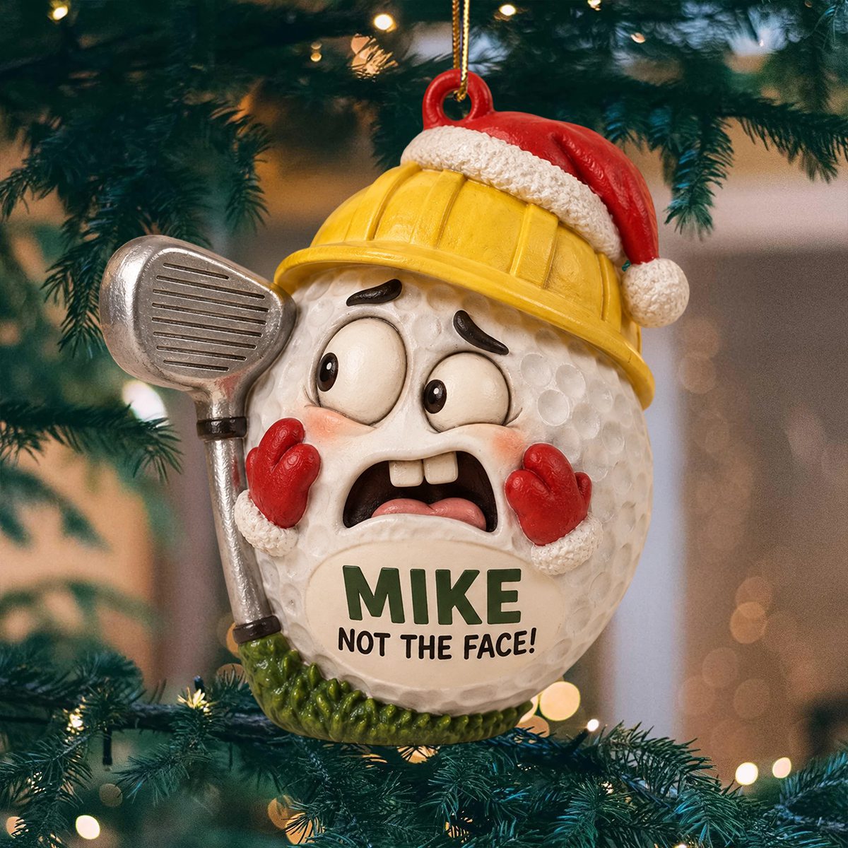 Personalized “Not the Face!” Golf Ball Christmas Ornament,Funny gift for golf lovers