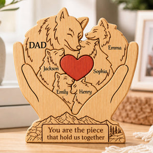 Personalized Wooden Art Puzzle – "Family First, Pack Forever" – Father's Day Gift For Dad & Grandpa