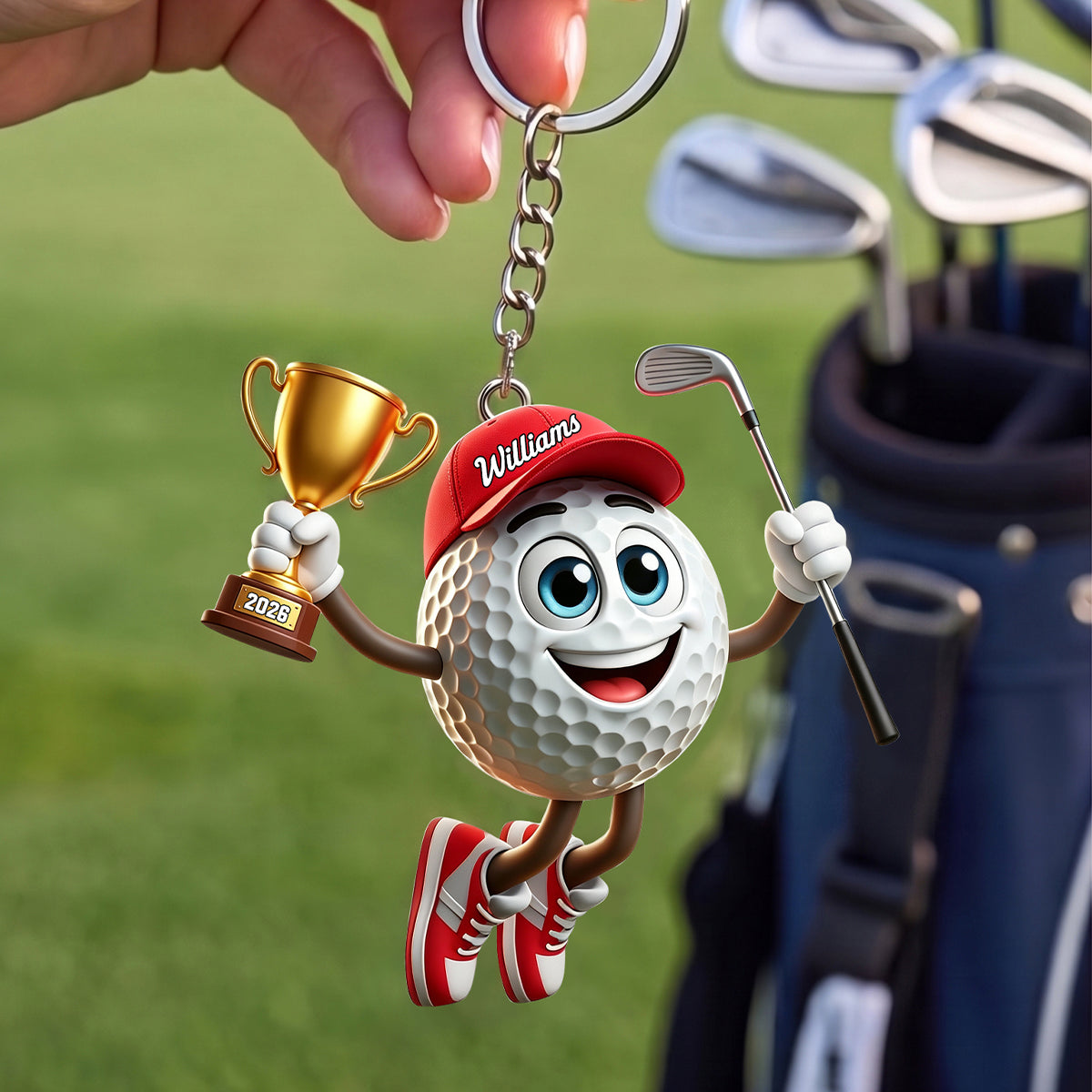 Personalized Keychain – Golf & Trophy Design | A Unique Gift For Golf Lovers And Winners