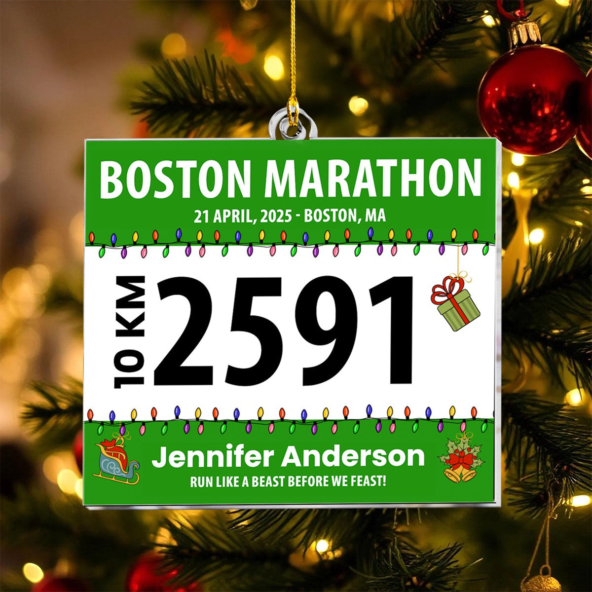 Race Bib For Runner - Personalized Acrylic Ornament