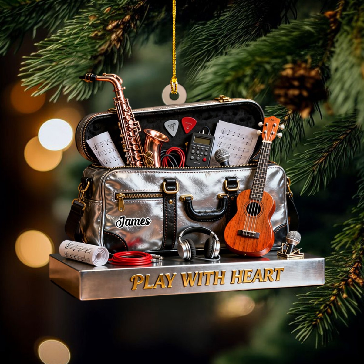 Personalized Musical Instrument Bag Themed Ornament,Musician Gift,Music Lover Gift
