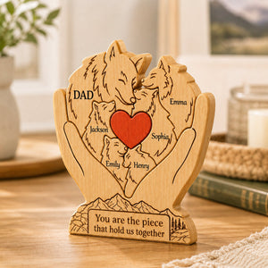 Personalized Wooden Art Puzzle – "Family First, Pack Forever" – Father's Day Gift For Dad & Grandpa