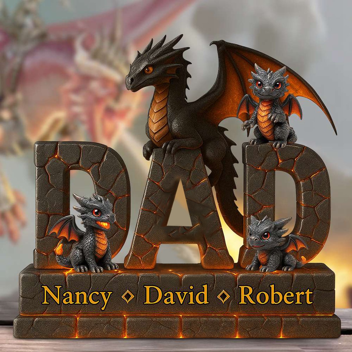 Fire Dragon Dad Acrylic Plaque Personalized Gifts For Dad