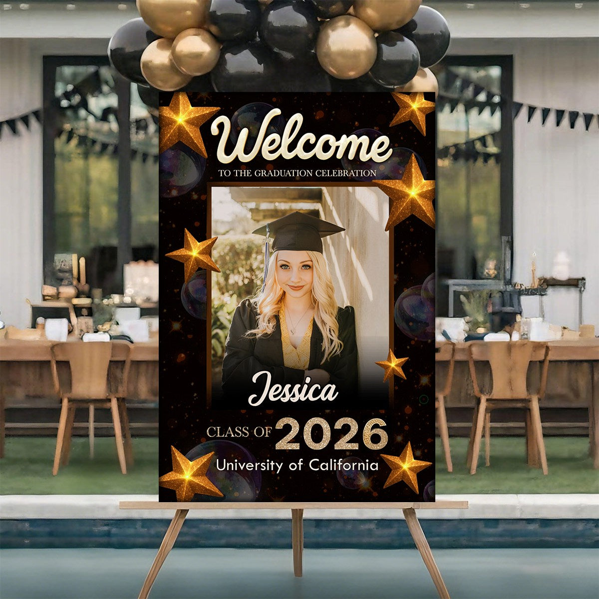 Welcome To Graduation Celebration Custom Star Party Welcome Sign - Personalized Graduation Decoration