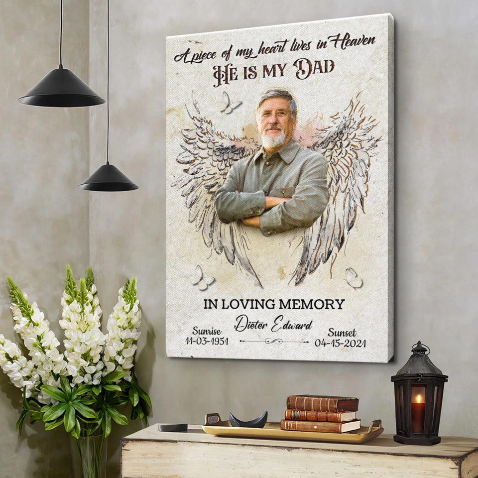 A Piece Of My Heart Personalized Lover In Loving Memory Memorial Photo Canvas Poster