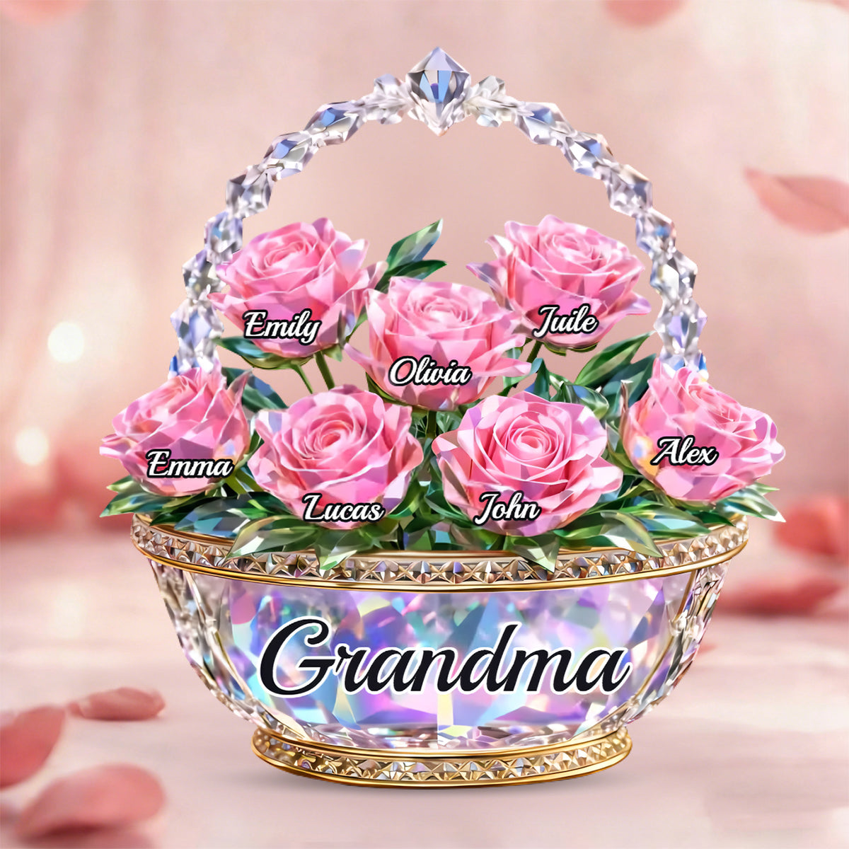 Mom Is My Home - Personalized Shining Flower Basket Acrylic Plaque, Gifts For Mom, Grandma