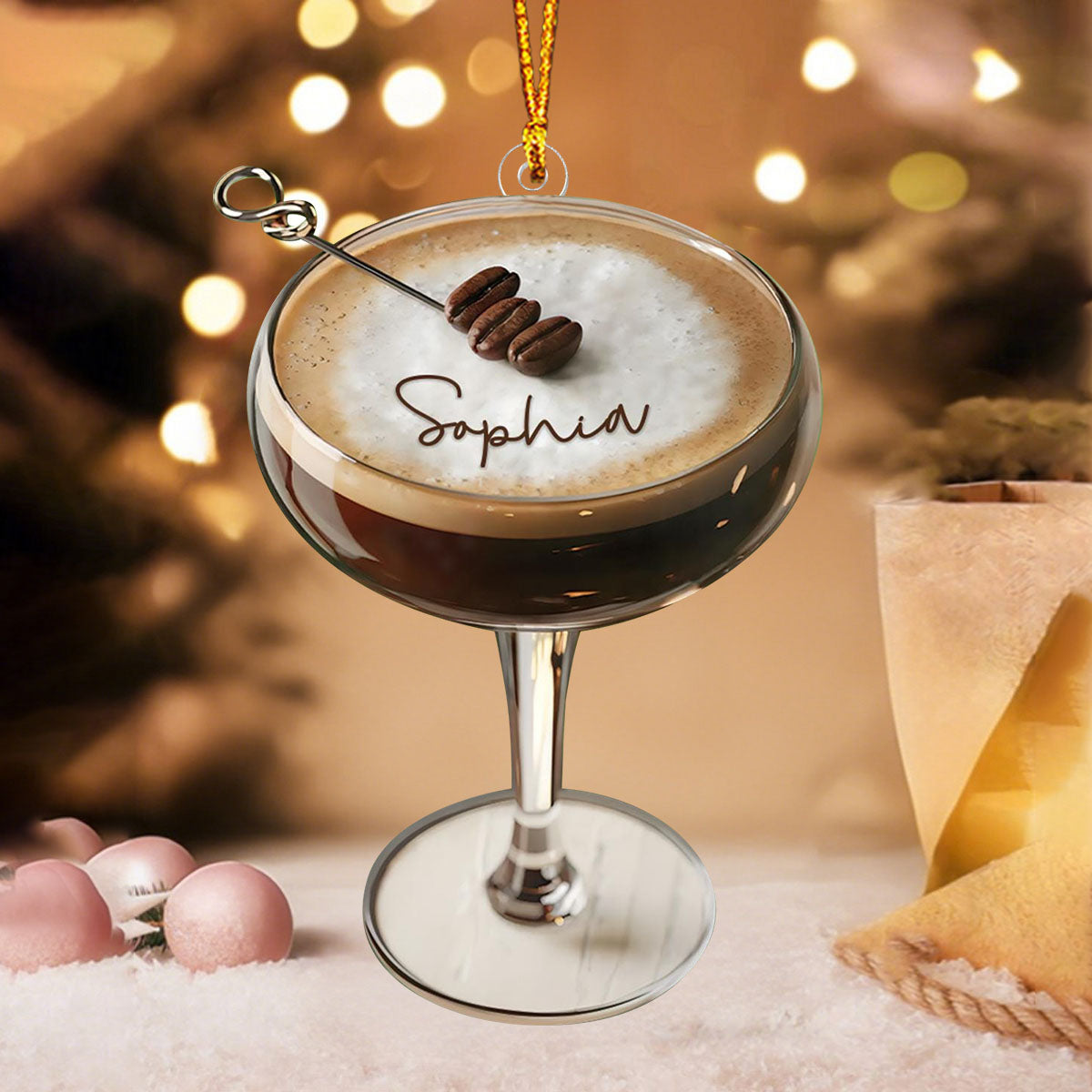 Personalized Espresso Martini Christmas Ornament,Cocktail Lover Gift