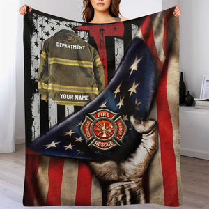 Firefighter Armor Proud Firefighter Personalized Blanket Gifts for Firefighter Fireman