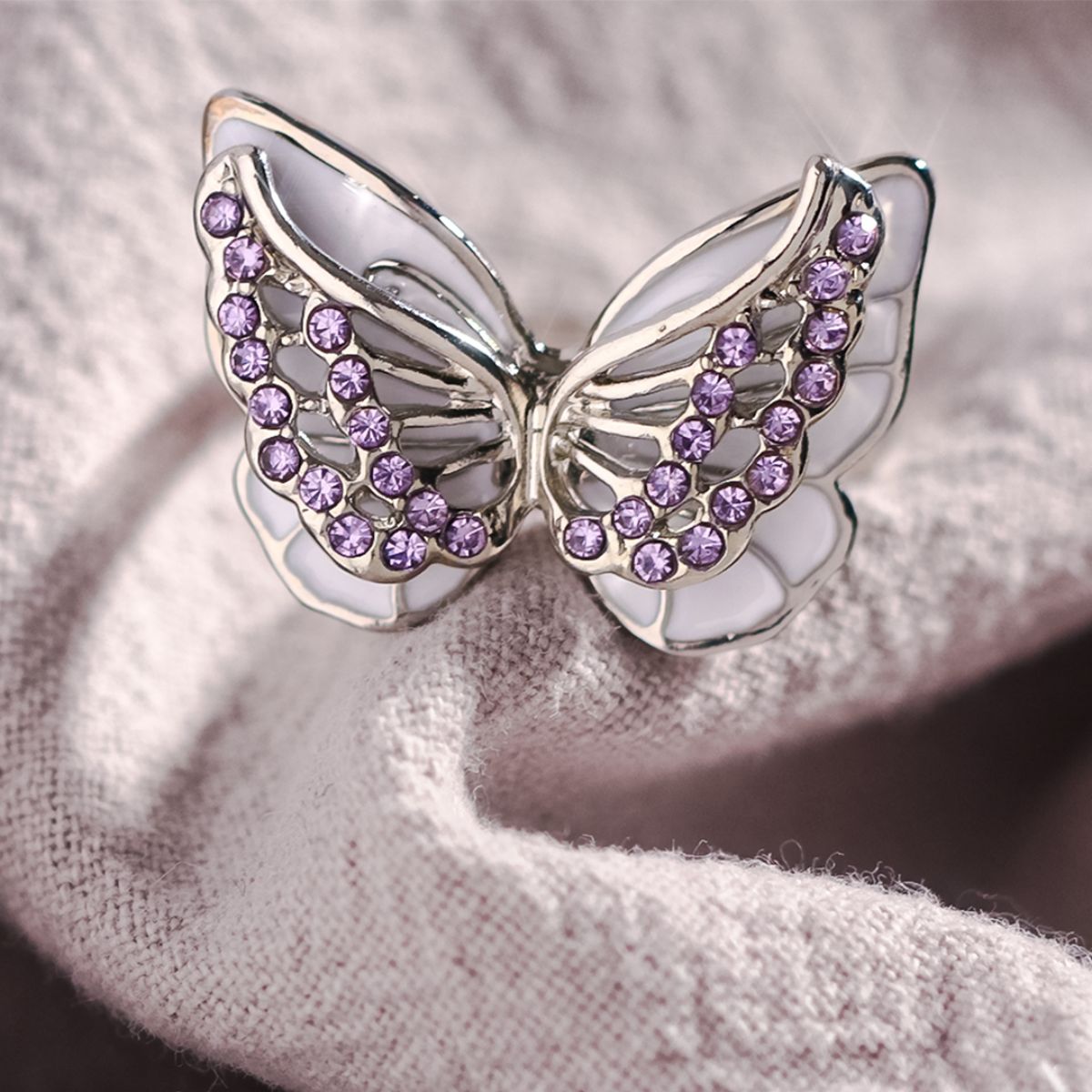 For Memorial - Those We Love Fly with Us Diamond Double Butterfly Ring