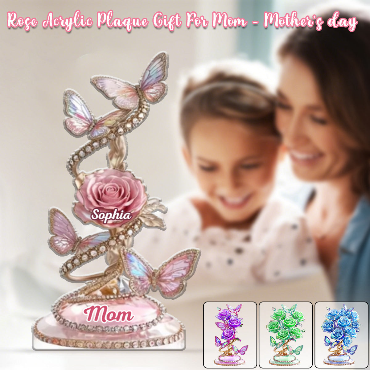 Each Rose Holds A Piece Of Your Heart - Family Personalized Acrylic Plaque - Mother's Day Gift