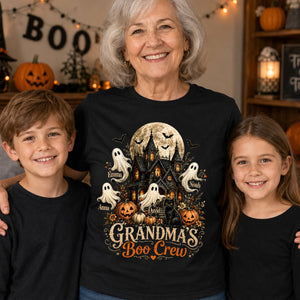 Halloween Gift For Grandma – Personalized "Grandma's Boo Crew" Haunted House Shirt