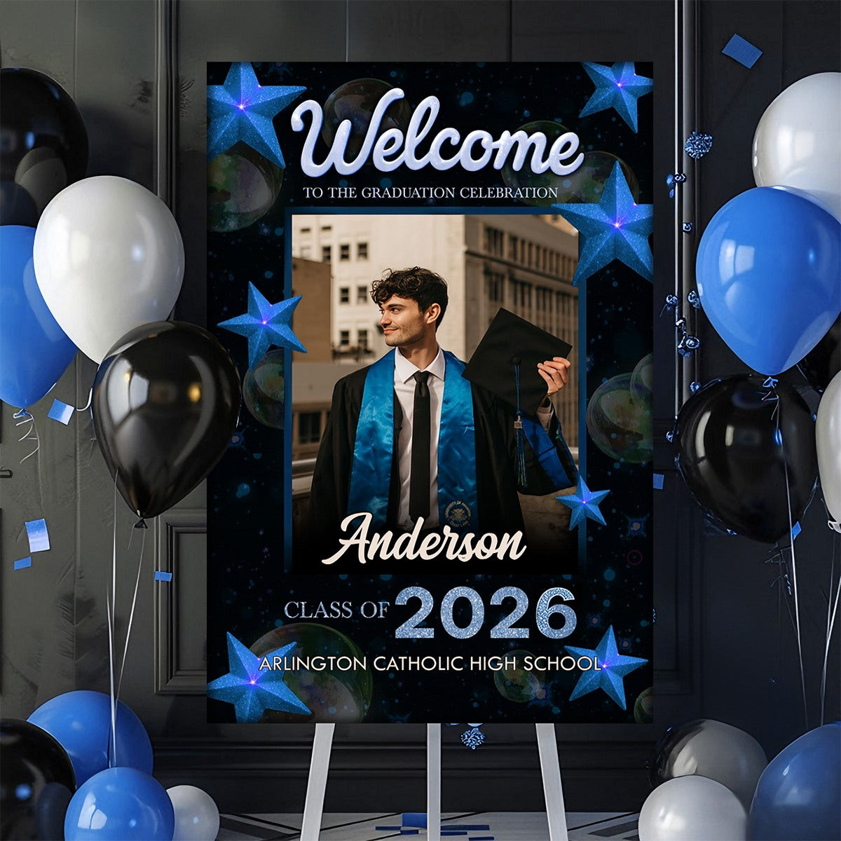Welcome To Graduation Celebration Custom Star Party Welcome Sign - Personalized Graduation Decoration