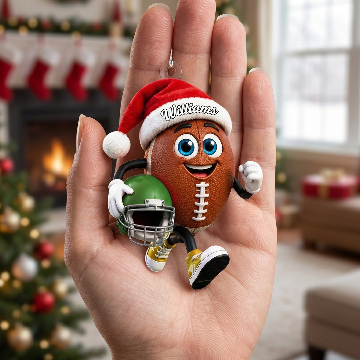 Personalized The running American football player Hanging Ornament - Custom Holiday Sports Decor For Backpacks & Christmas Trees