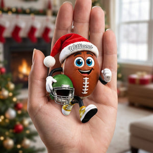 Personalized The running American football player Hanging Ornament - Custom Holiday Sports Decor For Backpacks & Christmas Trees