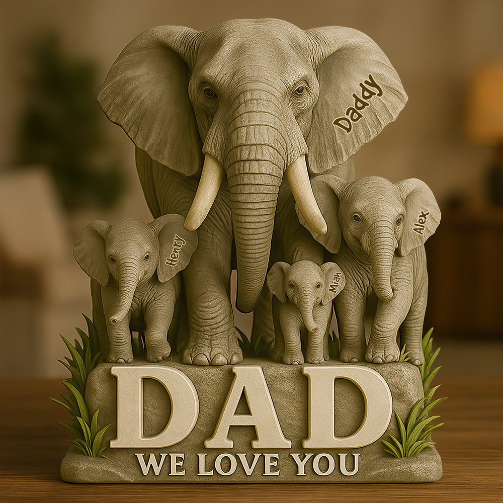 Dad We Love You - Elephant Father Personalized Acrylic Plaque