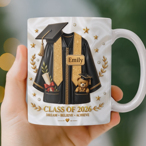 Personalized 3D Inflated Mug – "Sip, Dream, Achieve" – Graduation Gift For Him & Her