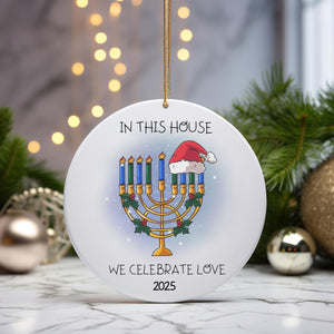 Personalized Circle Ceramic Ornament Jewish and Christian Family Decorations Hanukkah Gift