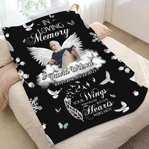 Custom Photo In Loving Memory Memorial Blanket -  Personalized Blanket Gifts for Loved one