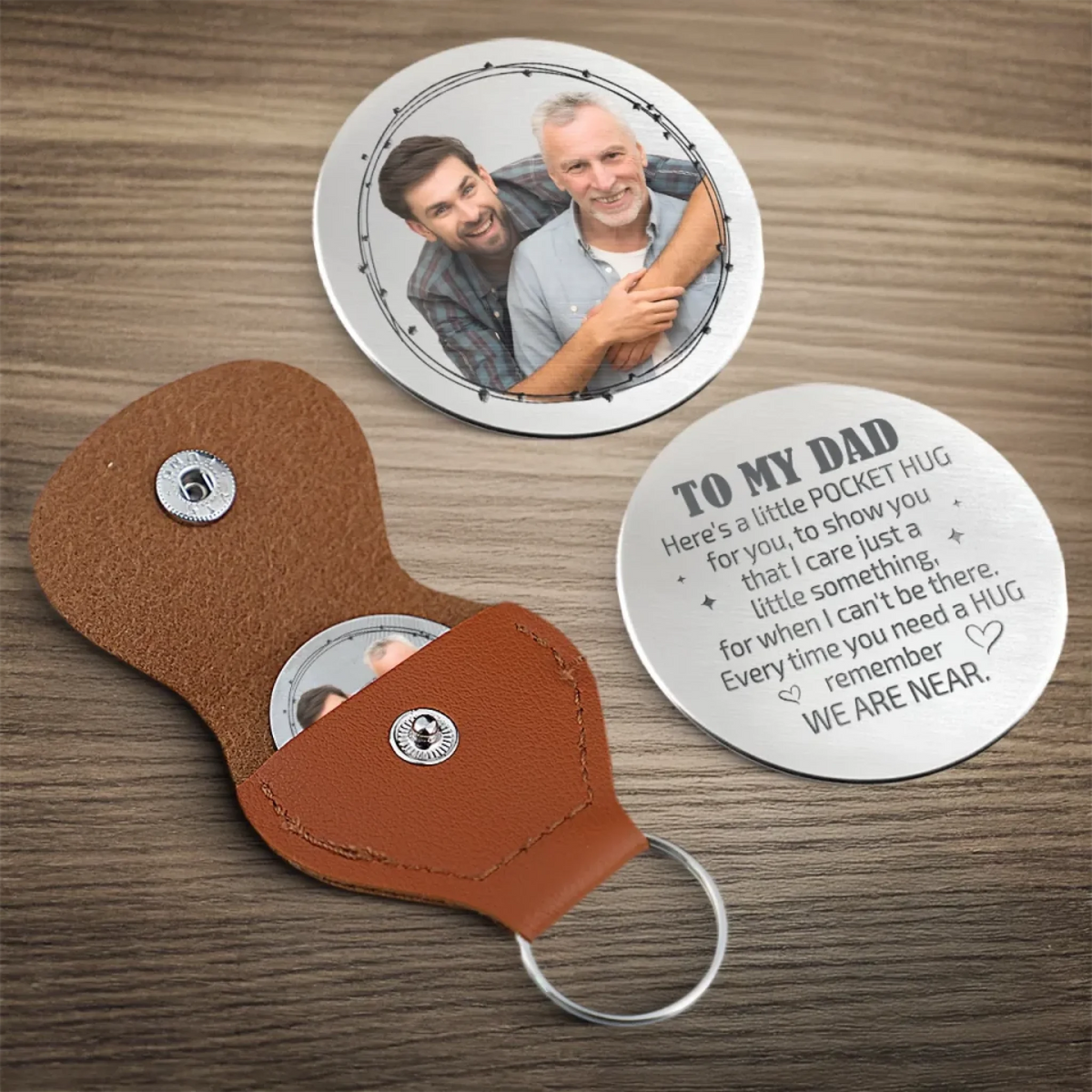 Always By Your Side - Family Personalized Photo Pocket Hug Gift For Dad, Grandpa