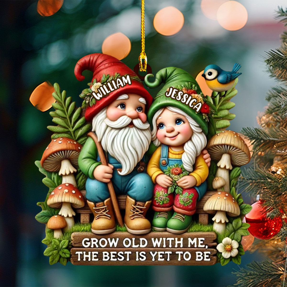 Grow Old With Me - Couples Personalized Custom Acrylic Ornament - Gift For Grandparents