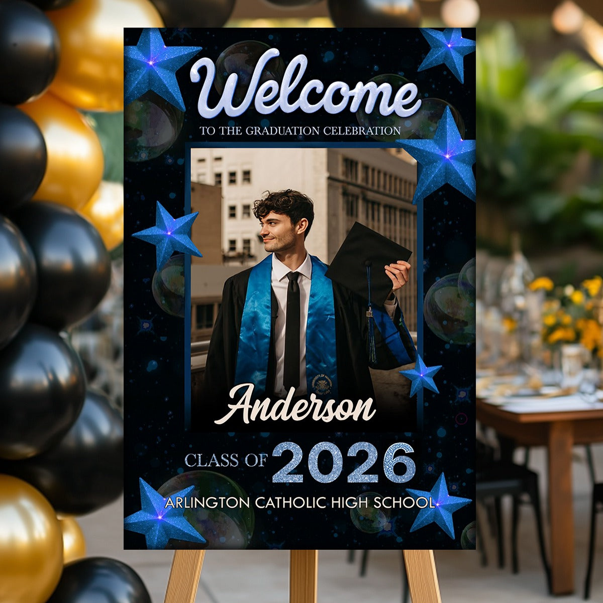 Welcome To Graduation Celebration Custom Star Party Welcome Sign - Personalized Graduation Decoration