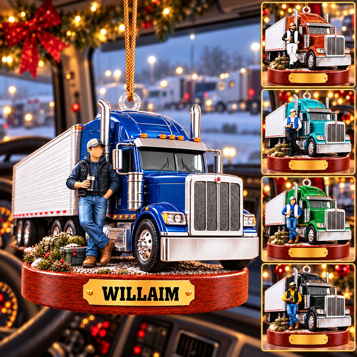 Personalized Truck Driver Christmas Ornament,Custom Name Semi Truck Christmas Gift