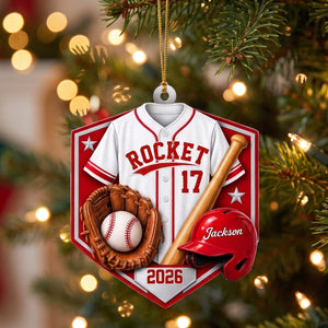Personalized Baseball Player Acrylic Ornament | Custom Name, Team Name, Jersey Number & Color | Gift For Players, Coaches & Baseball Fans