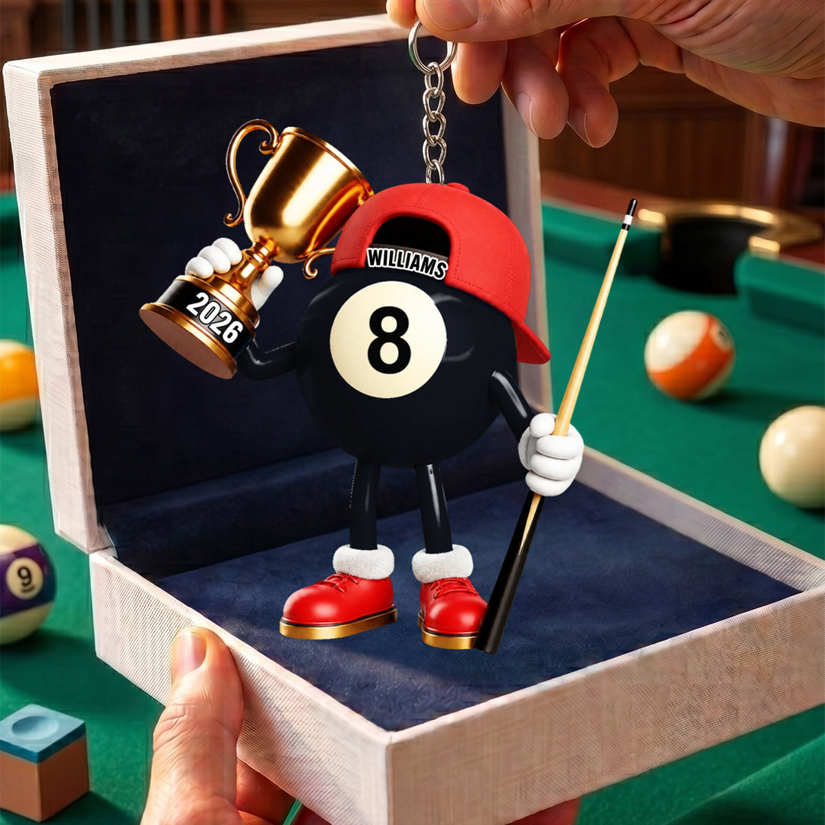 "Champion Pool Ball" – Personalized Acrylic Keychain | A Custom Billiards Player Gift