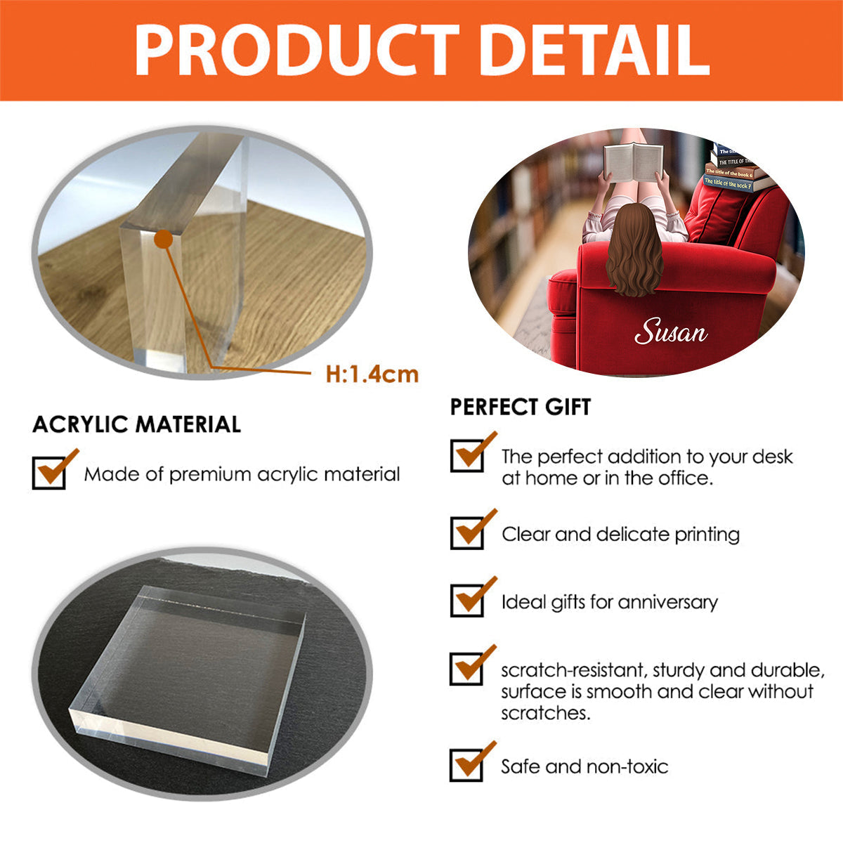 Personalized Book Lover Gift - Custom Acrylic Plaque for Chill Girls Who Love to Read