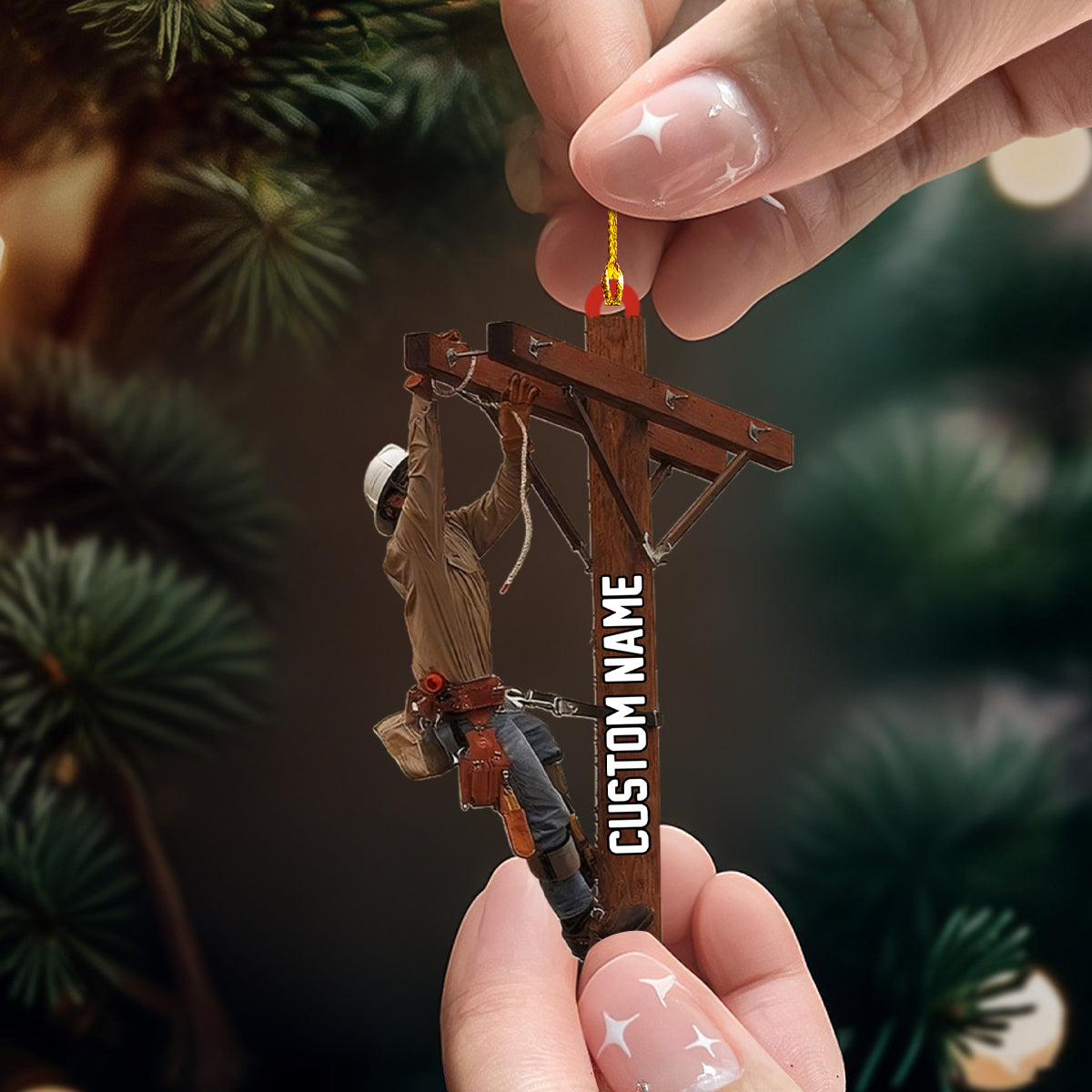 Lineman Outfit Personalized Christmas Ornaments, Gift For Lineman, Lineworker