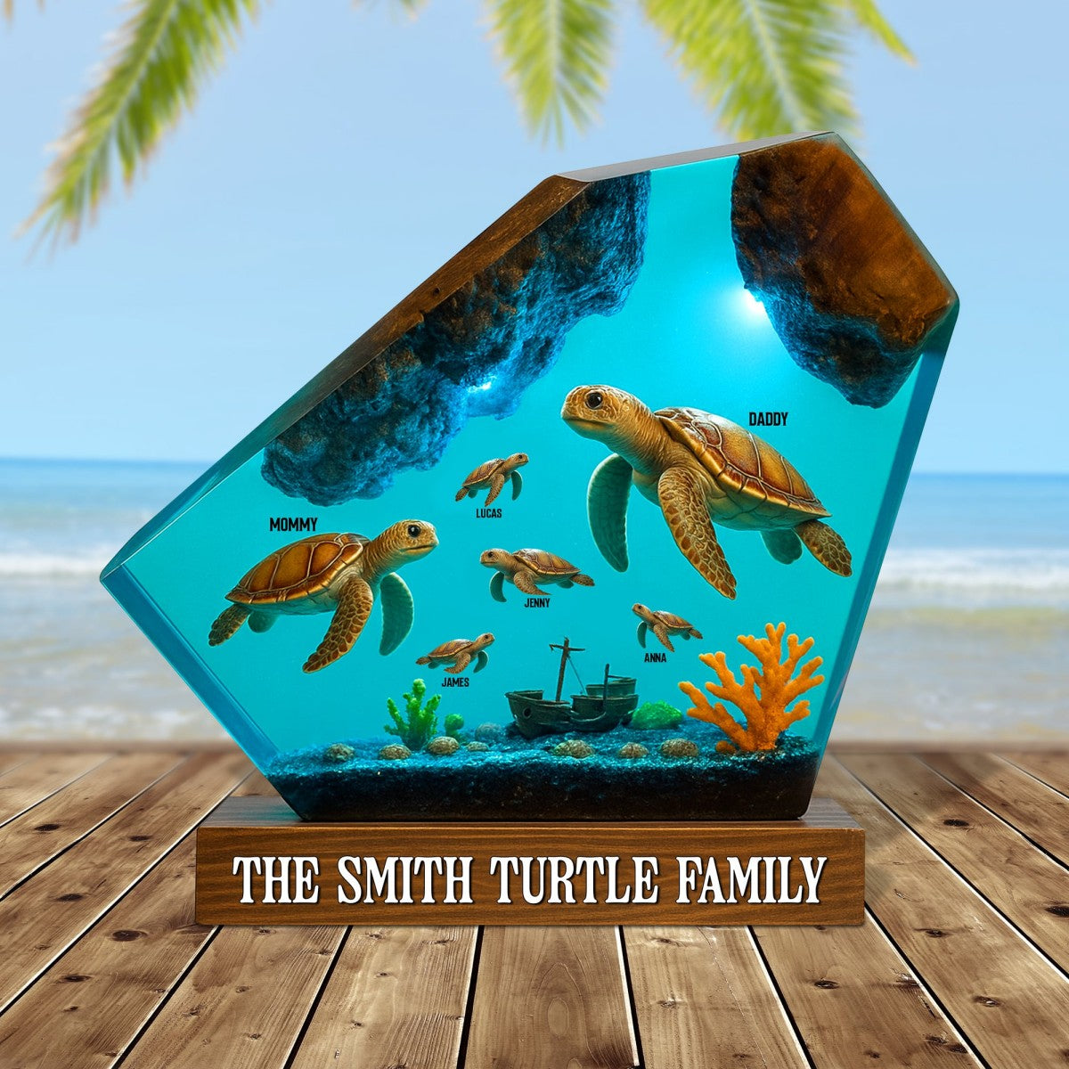 Custom Turtle Family Plaque - Personalized Gift with Names for Mom, Dad & Kids