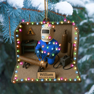 Personalized Welder Man Christmas Custom Acrylic Ornament, Gift For Welder