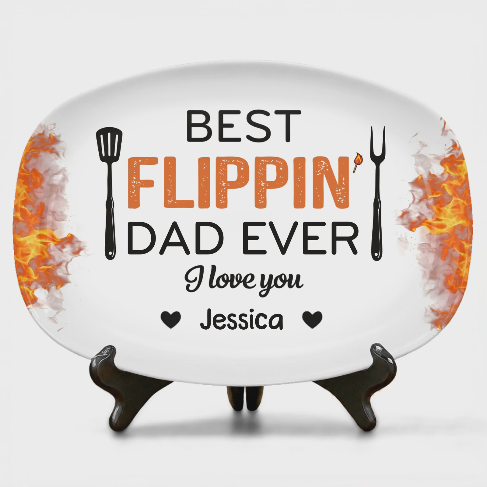 Father's Day Gift For Dad & Grandpa – Personalized "Best Flippin' Dad Ever" Family Platter