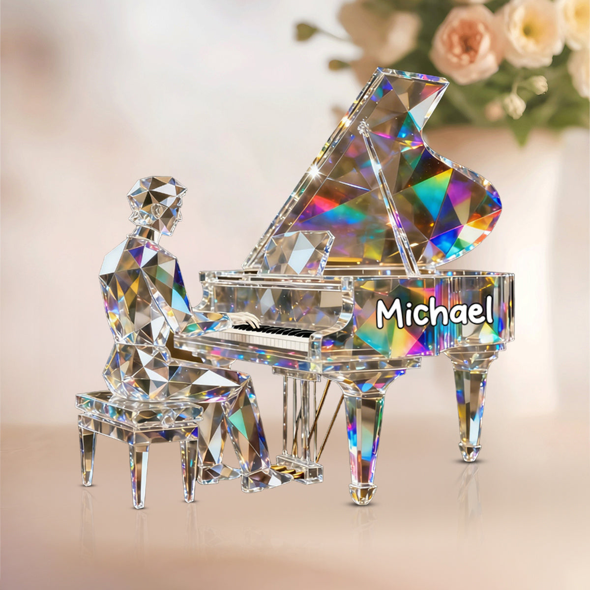 Pianist Custom Name Stained Glass Effect Acrylic Plaque, Pianist Gift