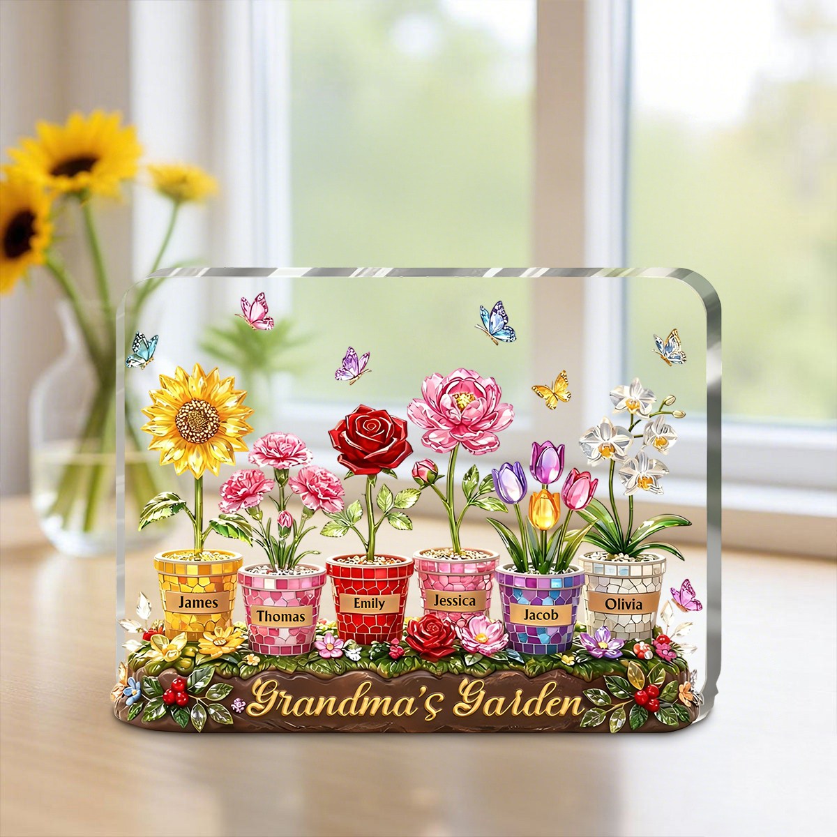 Personalized Acrylic Plaque – Custom Grandma Mom Garden Sign