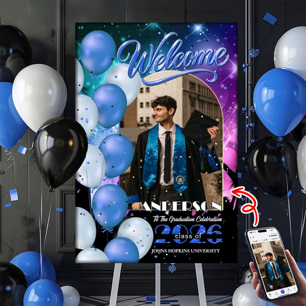 Welcome To Graduation Celebration Custom Party Welcome Sign - Personalized Graduation Decoration - Graduation Sign