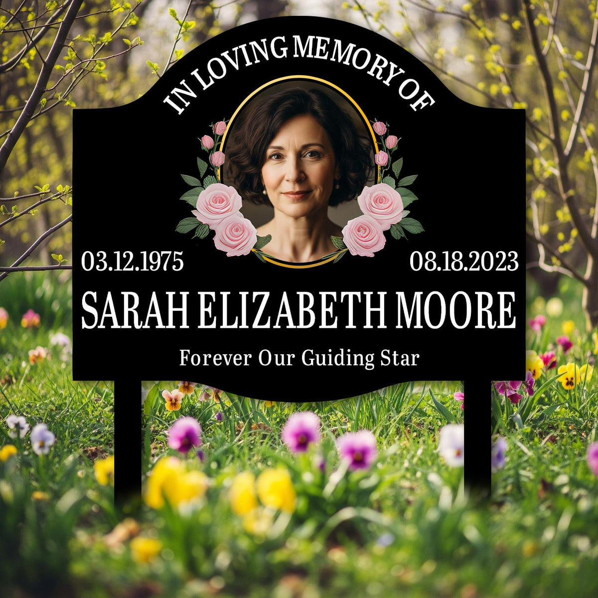 Personalized Memorial Grave Marker With Photo Memorial Stake