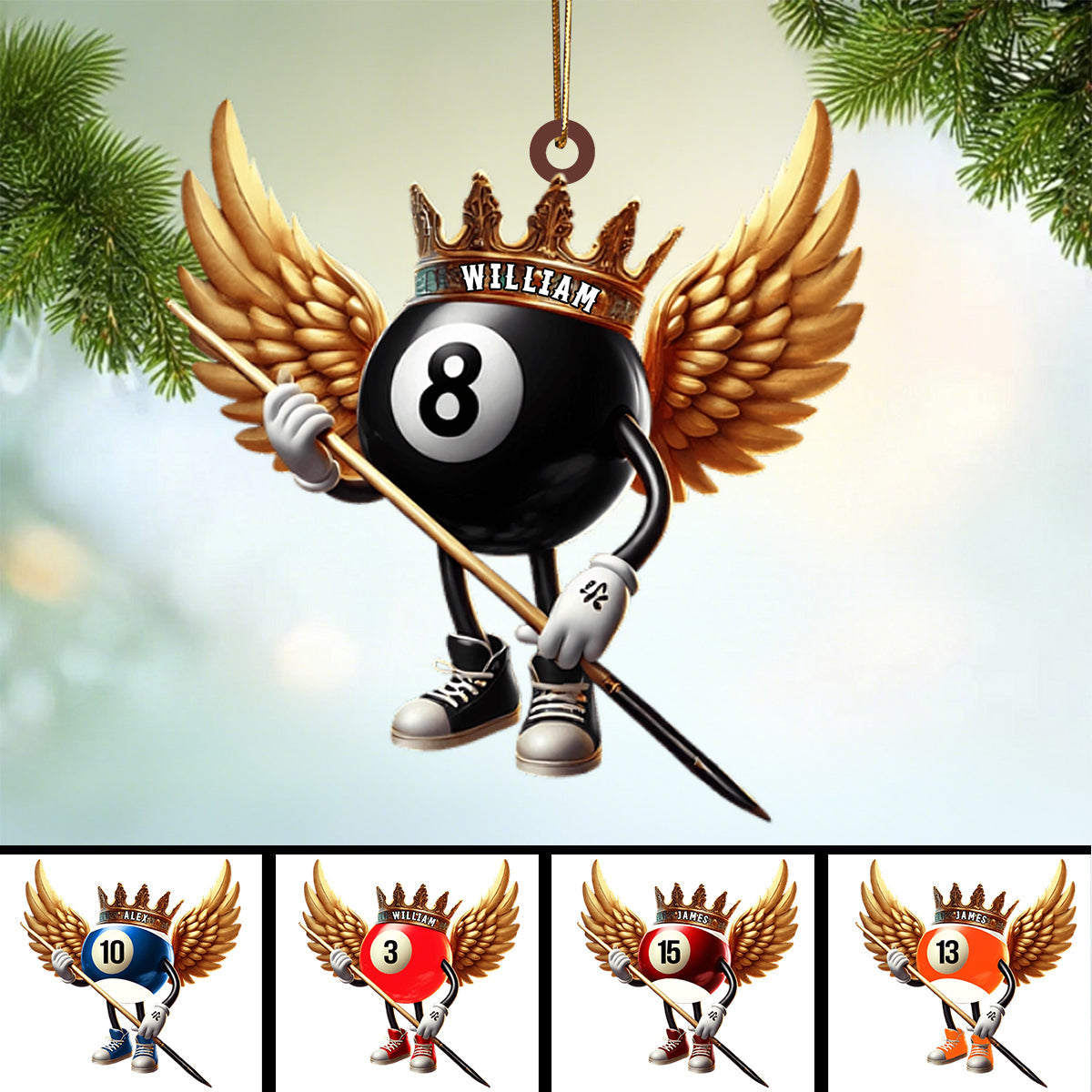 Personalized Custom Name Billiard Ornament, Billiard Lover Christmas Gift