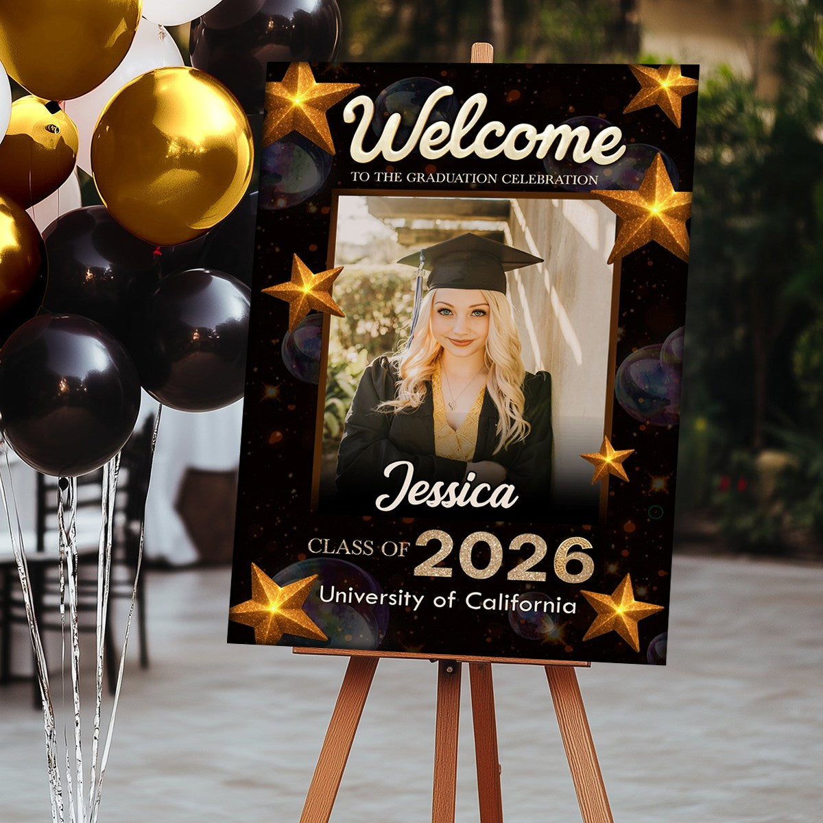 Welcome To Graduation Celebration Custom Star Party Welcome Sign - Personalized Graduation Decoration
