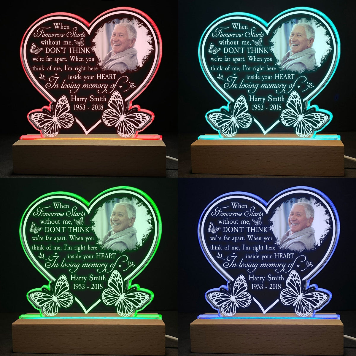 I'm Right Here Inside Your Heart - Personalized Photo Acrylic Block LED Night Light