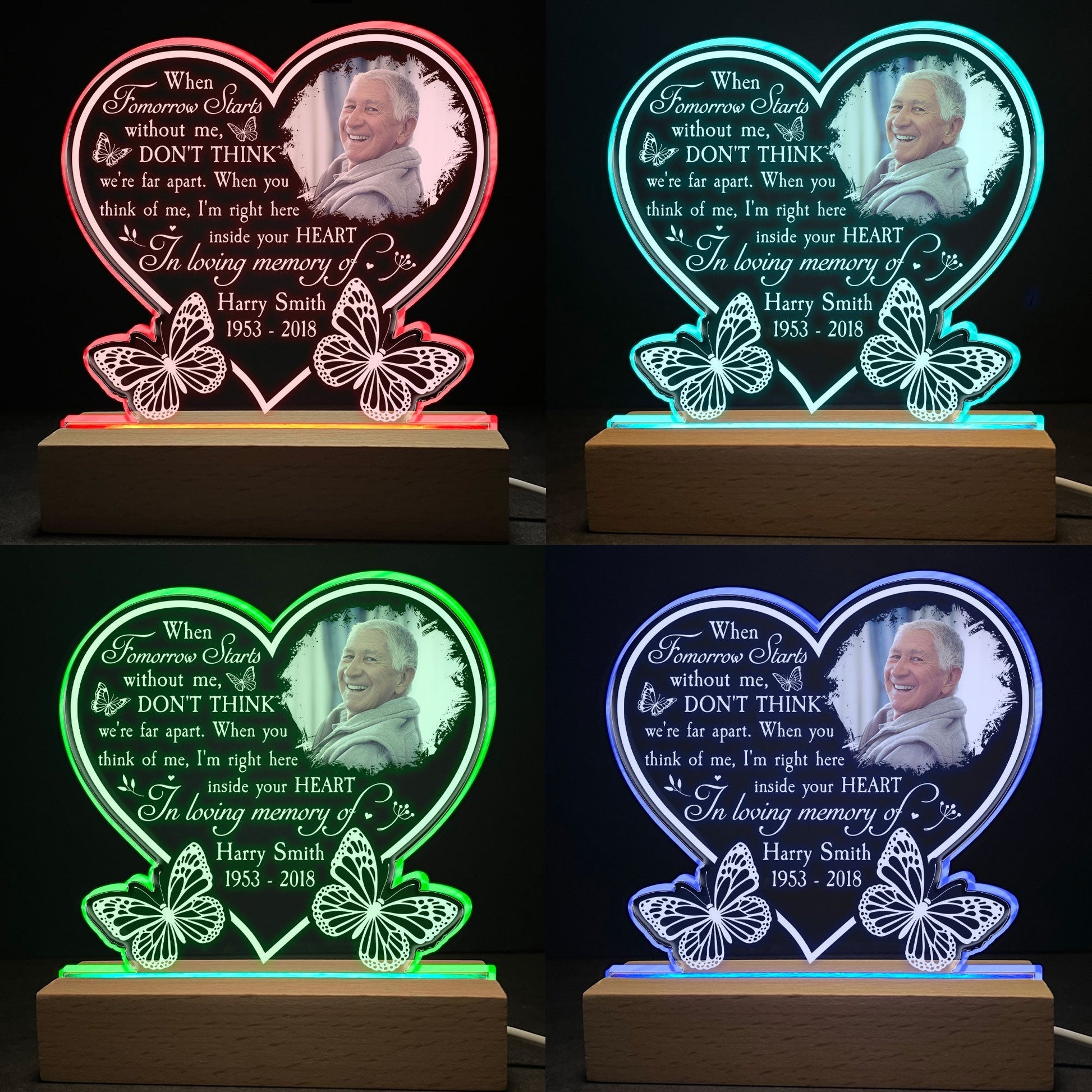 I'm Right Here Inside Your Heart - Personalized Photo Acrylic Block LED Night Light