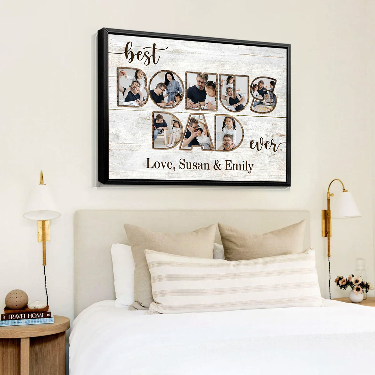 Bonus Dad Photo Collage Personalized Canvas Poster