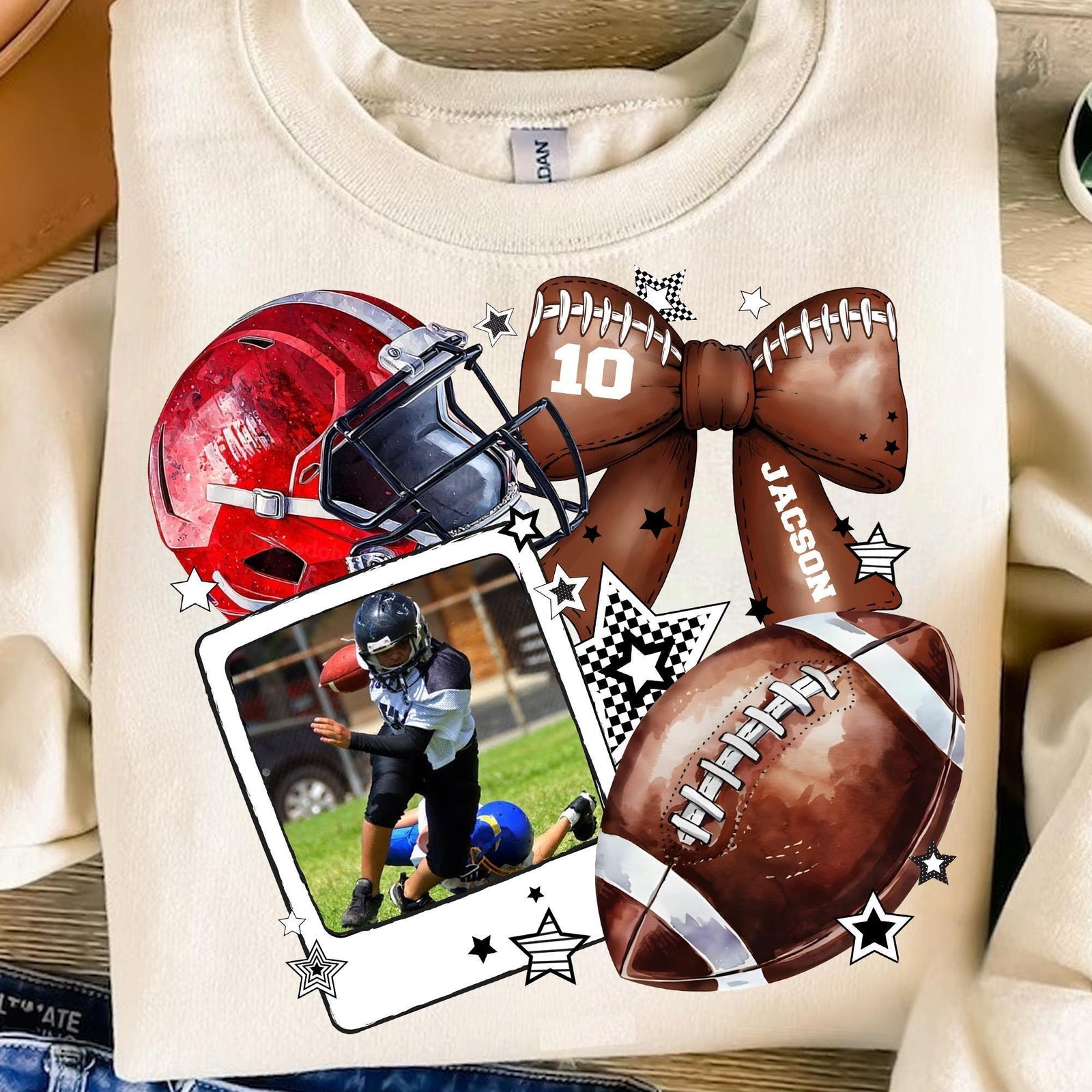Custom Football Photo Personalized Sweatshirt Gift For Football Mom