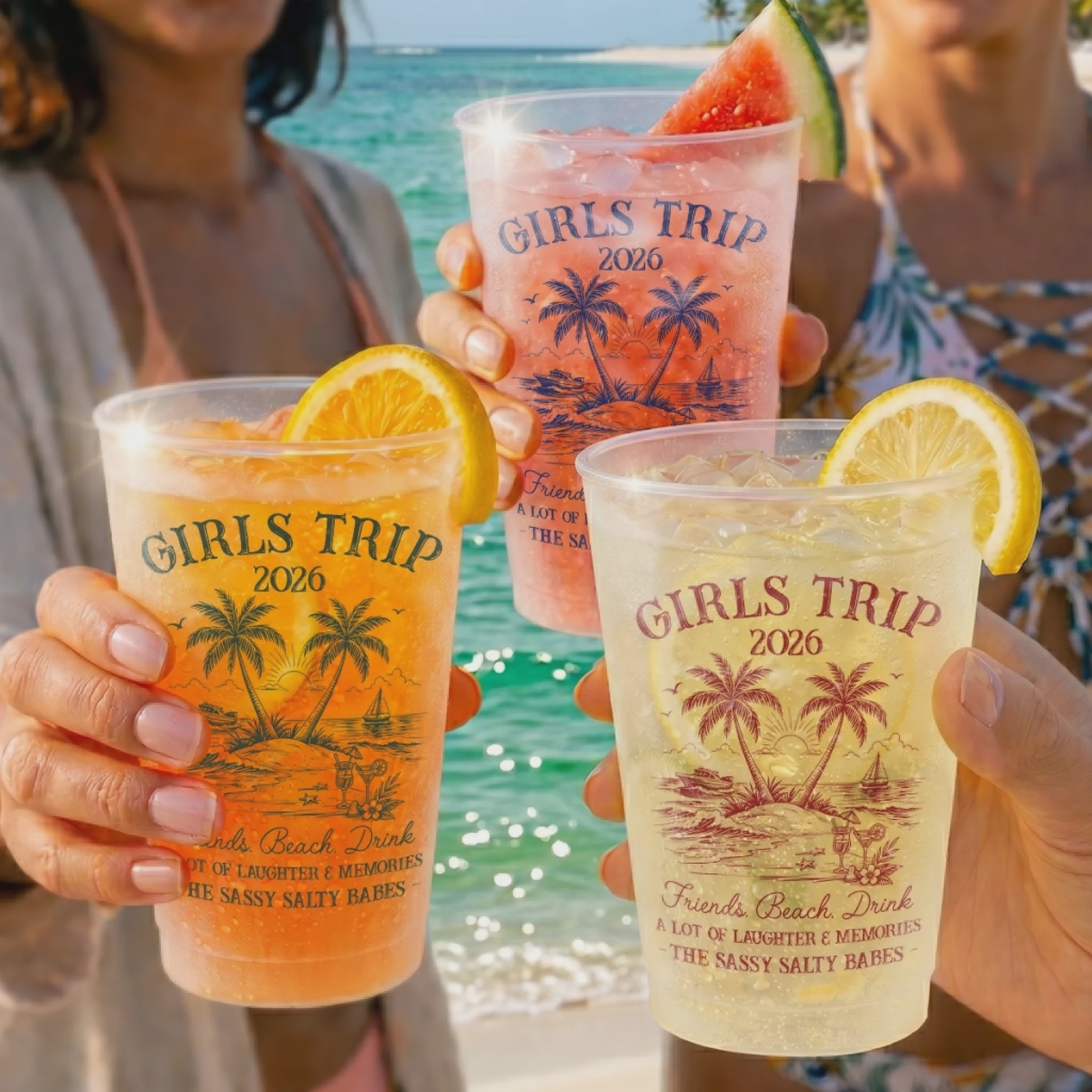 Personalized Summer Party Cups – "Hello Summer Vibes" – Gift For Best Friends & Family