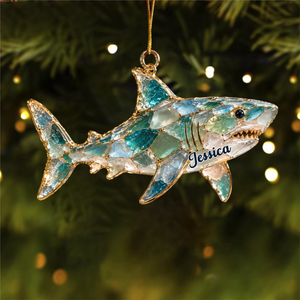Personalized Sea Glass–Inspired Ocean Christmas Ornament – Custom Coastal Keepsake | 6 Marine Animal Designs | Gift For Ocean Lovers