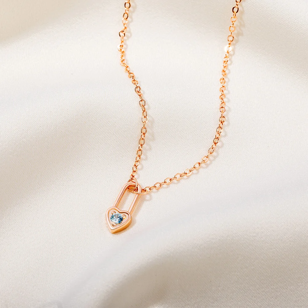 Personalized Tiny Heart Padlock Necklace with Birthstone Dainty Jewelry